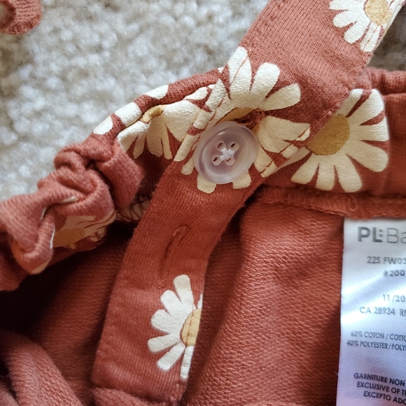 PL Farmhouse Yellow Floral Pattern Brown Overall Dress Infant Girl 24 Months - Picture 4 of 5